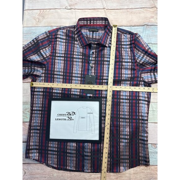Centenario Mens 4XL Plaid Long Sleeve Shirt In Red & Black - Picture 8 of 11
